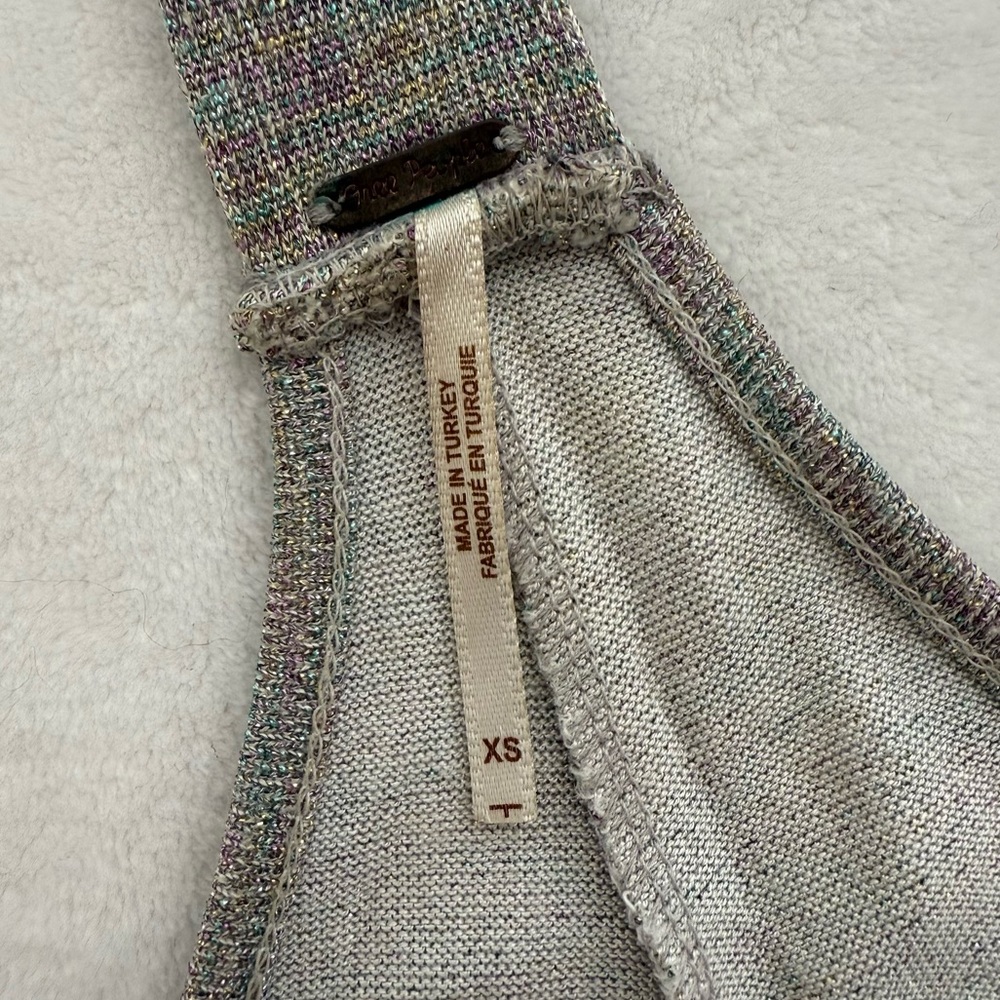 Free People Why Not Shine Oversized Jumpsuit XS Grey Rainbow Metallic Rare HTF - Picture 8 of 12